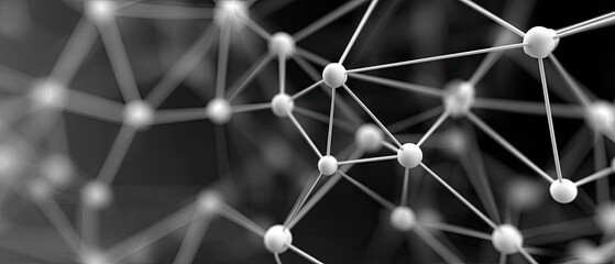 Dense network of white dots and lines create an intricate pattern highlighted by subtle lighting effects on a dark backdrop