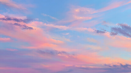 Fototapeta premium Soft pastel sky with wispy clouds at dusk sunset