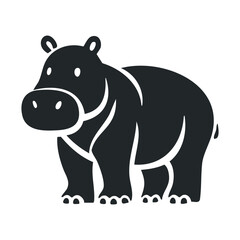 Fototapeta premium Stylized black and white hippopotamus illustration on white background