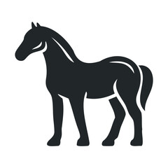 Obraz premium Silhouette of a graceful horse in profile on white background