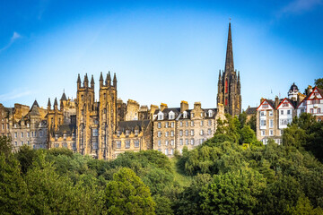 panoramic view over old town of Edinburgh, Castle Hill, Edinburgh Castle, Scotland, UK 