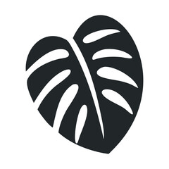 Monstera leaf icon silhouette - black tropical botany design