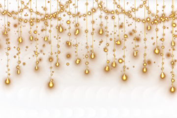 Garland lights isolated on transparent background. Glowing gold lights for holiday cards, banners, posters, web design. Garlands decorations. Led neon lamp. Vector illustration