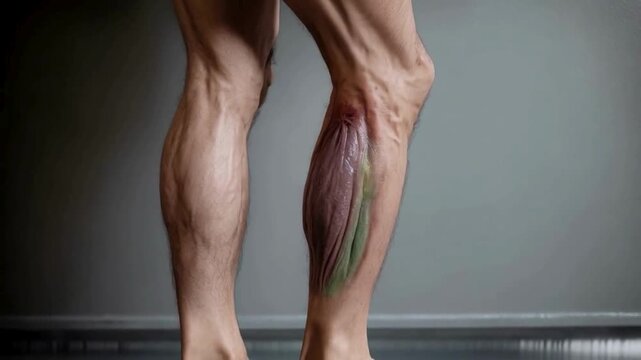 Human Calf Muscles Anatomy - Detailed View of Gastrocnemius and Soleus Muscles