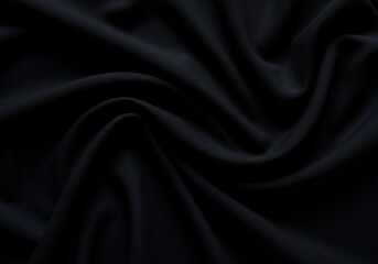 Obraz premium Elegant black fabric gracefully flowing, creating shadows and texture.