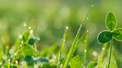 Dewy green grass clover - Powered by Adobe