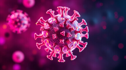 Virus HPV concept. Glowing Encapsulated Viral Structure Against Vibrant Digital Background