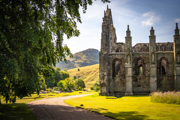 holyrood abbey, holyrood palace, edinburgh, royal, ruins, gothic, stone, scotland, uk