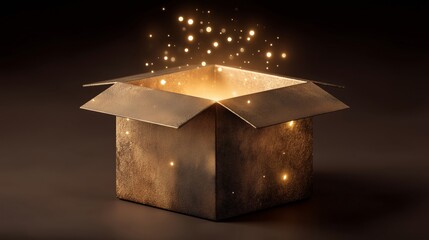 Mysterious glowing box with sparkling lights
