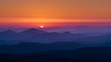 Majestic mountain range bathed in the warm glow of a vibrant sunset mountains sunrise