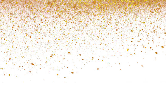 Gold glitter powder isolated on transparent background, Luxury falling golden dust. Magic shining gold dust. Abstract sparkle confetti. Shiny dots particles. Holiday festive decoration design elements - Powered by Adobe