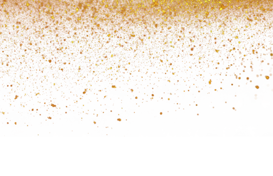 Gold glitter powder isolated on transparent background, Luxury falling golden dust. Magic shining gold dust. Abstract sparkle confetti. Shiny dots particles. Holiday festive decoration design elements - Powered by Adobe
