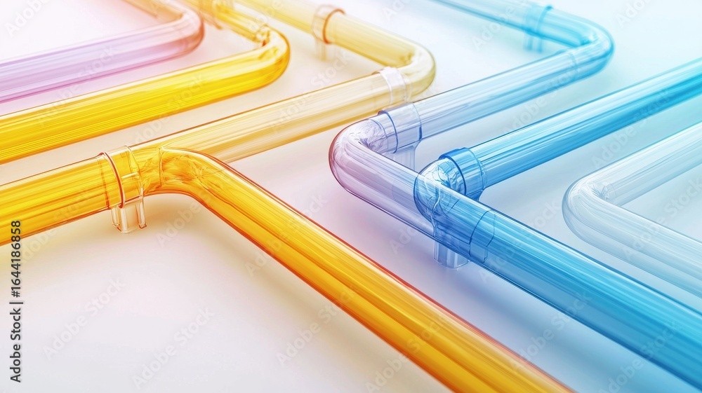 Poster engineer structural simulation concept. colorful abstract pipes intertwined in a modern design.