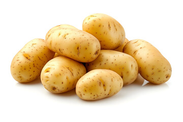 Fresh potatoes on white background for culinary and nutritional themes