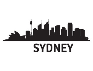 Fototapeta premium Sydney skyline silhouette. Vector illustration. Vector black silhouette. with white background.