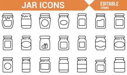 Collection of Glass Jar Icons for Food and Household Storage