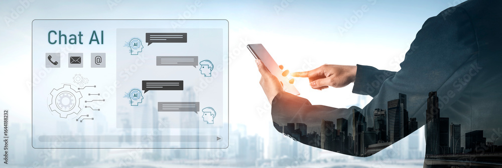 Poster ai chatbot interface facilitates communication, chatbot, and ai interaction for automated user suppo