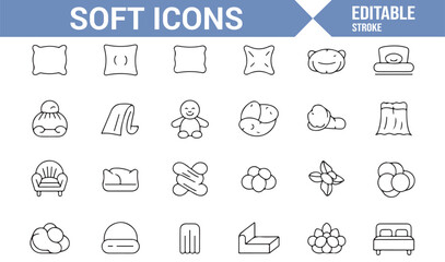 Icons of Soft Household Goods for Comfort and Relaxing Living Spaces