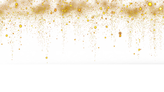 Gold Sparkle light glitter particle. Falling particles of light on transparent background. Stardust glow PNG. Glowing light confetti, Golden glitter bright. Luxury holiday decoration design elements - Powered by Adobe