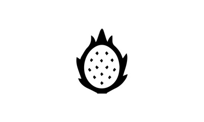 Dragon fruit vector icon. Black silhouette of a pitaya, an exotic tropical fruit. Isolated design element