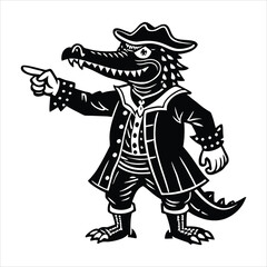 Fototapeta premium Alligator dressed as a pirate pointing forward 
