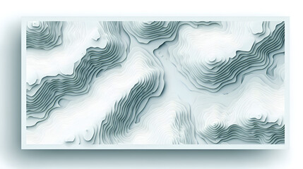Abstract White and Teal Topographic Texture Background Design: A Detailed Illustration Featuring a Complex Interplay of  Layered, Textured Shapes and
