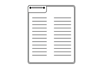 Continuous one line drawing of a clipboard with checklist in minimalist outline vector style