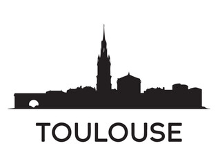 Fototapeta premium Toulouse skyline silhouette. Landscape Toulouse, France. Vector illustration. Vector black silhouette. with white background.