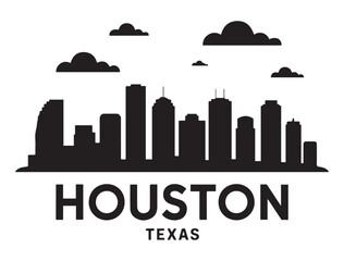 Houston skyline silhouette. Landscape Houston, Texas. Vector illustration. Vector black silhouette. with white background.