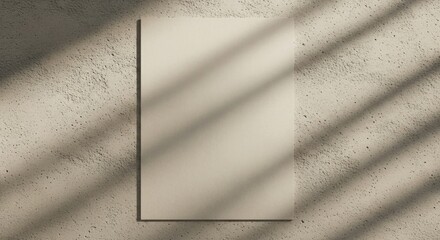 Blank Beige Card Mockup on Textured Wall with Shadow Overlay.