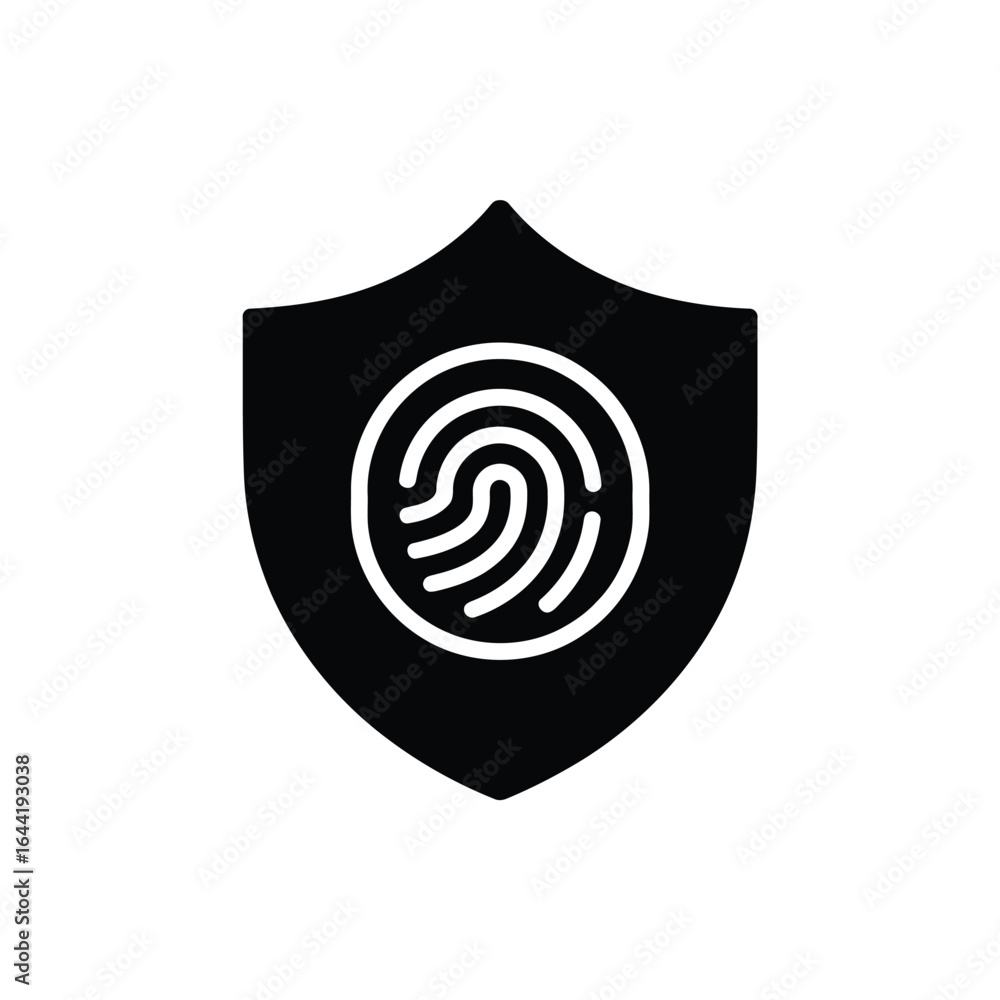 Poster fingerprint scan shield security system represents biometric protection and identification system te