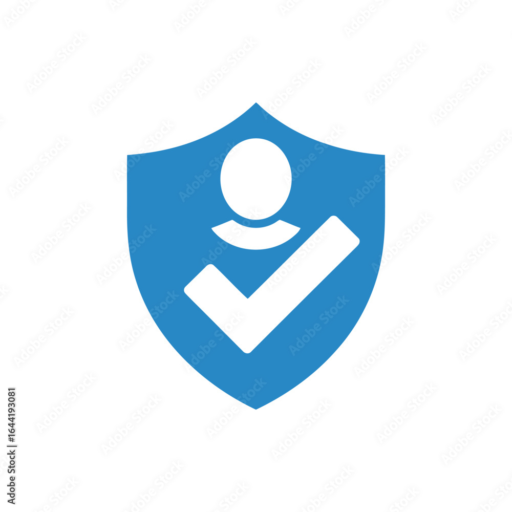 Poster user authentication security shield depicting identity protection and verification featuring a profi