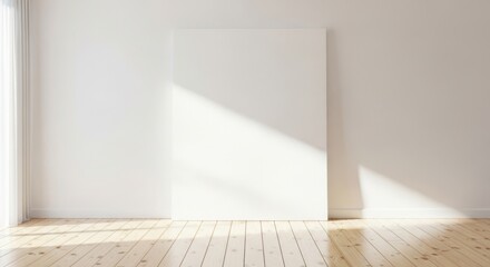 Blank Canvas in Bright Minimalist Room Interior.