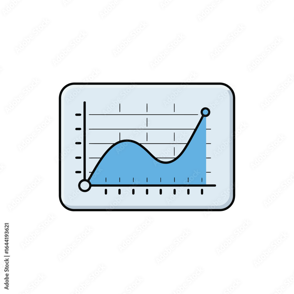 Poster simple line graph depicting an increasing trend on a coordinate system for data analysis
