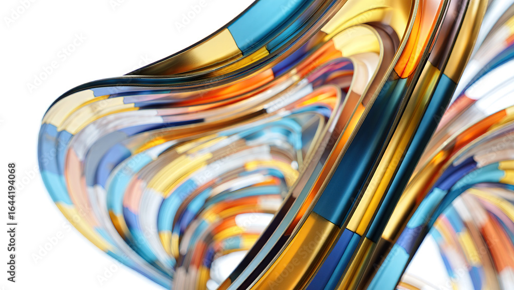 Poster an abstract background of numerous intersecting and intertwining shapes in various shades of blue, p