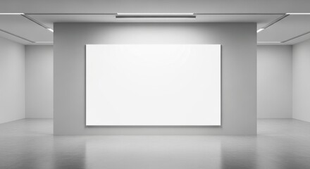 Modern Art Gallery Interior with Blank Canvas.