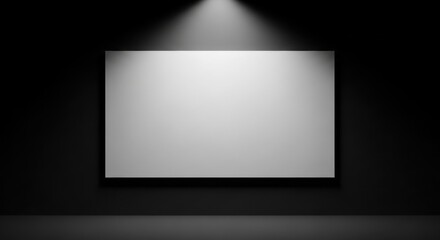 Spotlight on Blank Canvas in Dark Room.