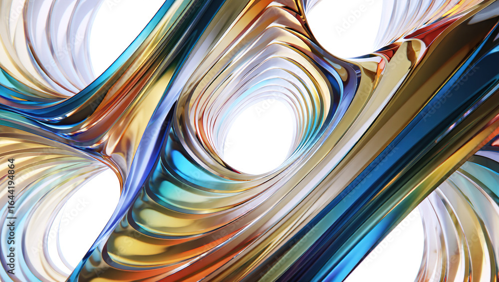 Poster an abstract background of numerous intersecting and intertwining shapes in various shades of blue, p