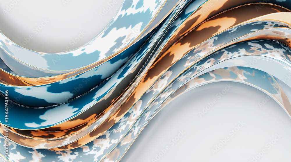 Poster an abstract background of numerous intersecting and intertwining shapes in various shades of blue, p