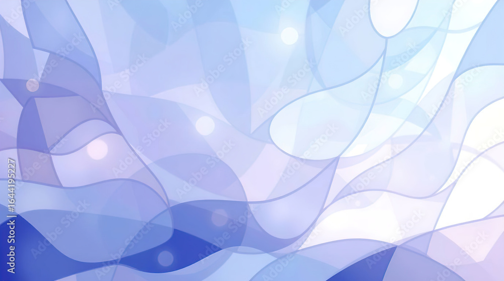 Poster an abstract background of numerous intersecting and intertwining shapes in various shades of blue, p