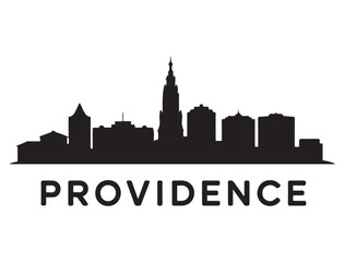 Fototapeta premium Providence skyline silhouette. Landscape Providence, Rhode Island. Vector illustration. Vector black silhouette. with white background.