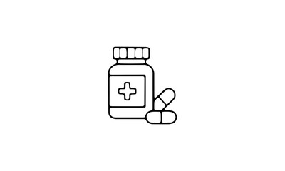 Medical healthcare line icon set. Vector pictograms of pill, medicine, emergency, thin linear illustration.