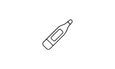 Medical healthcare single line icon. Vector pictograms of thermometer, thin linear illustration.