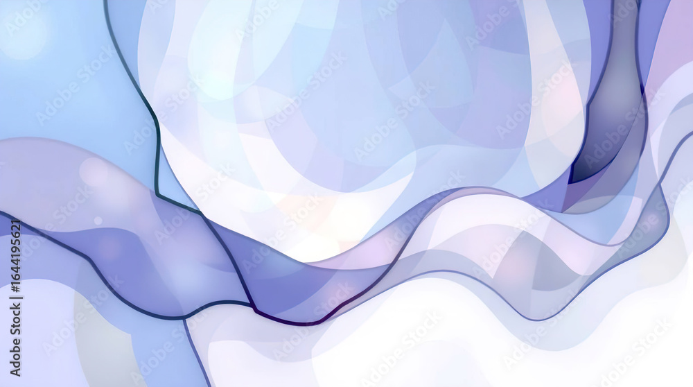 Poster an abstract background of numerous intersecting and intertwining shapes in various shades of blue, p