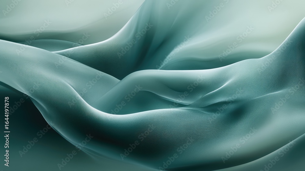 Poster flowing elegance: an abstract representation of flowing fabric in serene tones. the image is an ode 