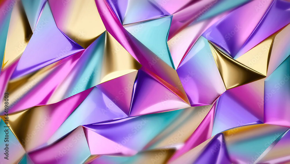 Aufkleber an abstract pattern of multi-colored, curved and intertwined surfaces. the interaction of many geome