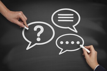 Questions answers communication discussion chalkboard concept