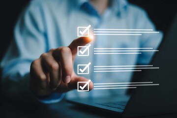 Checklist online survey form digital task management concept