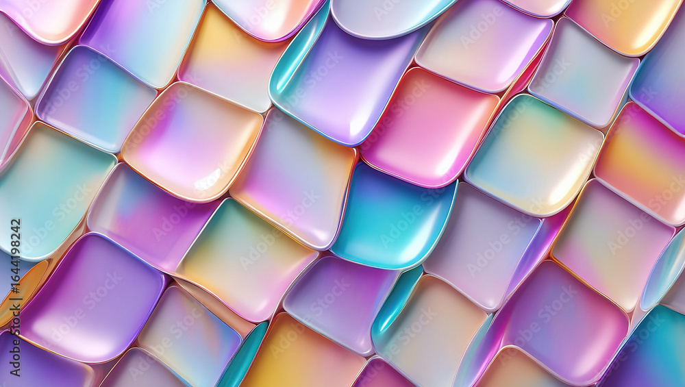 Aufkleber an abstract pattern of multi-colored, curved and intertwined surfaces. the interaction of many geome