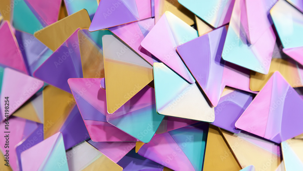 Aufkleber an abstract pattern of multi-colored, curved and intertwined surfaces. the interaction of many geome